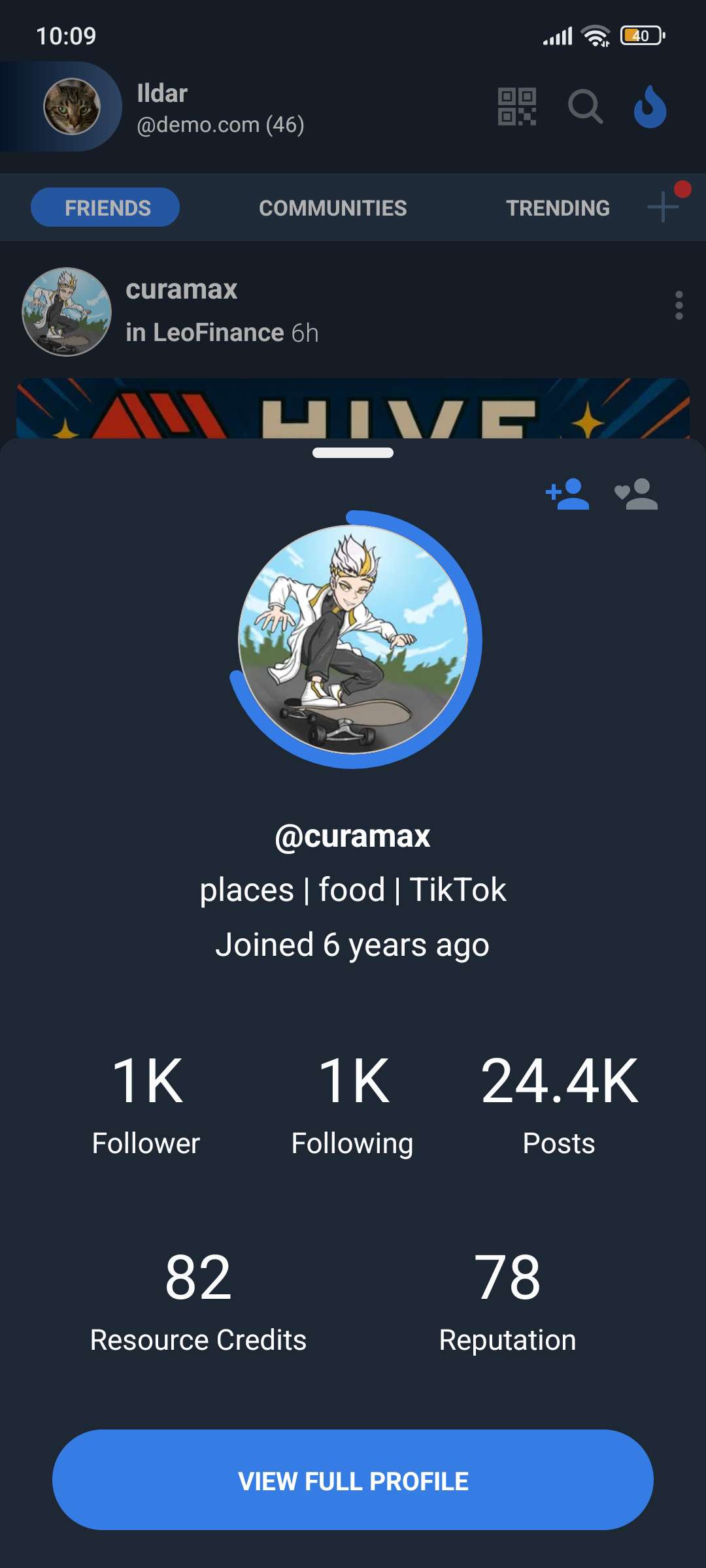 Profile Dark theme