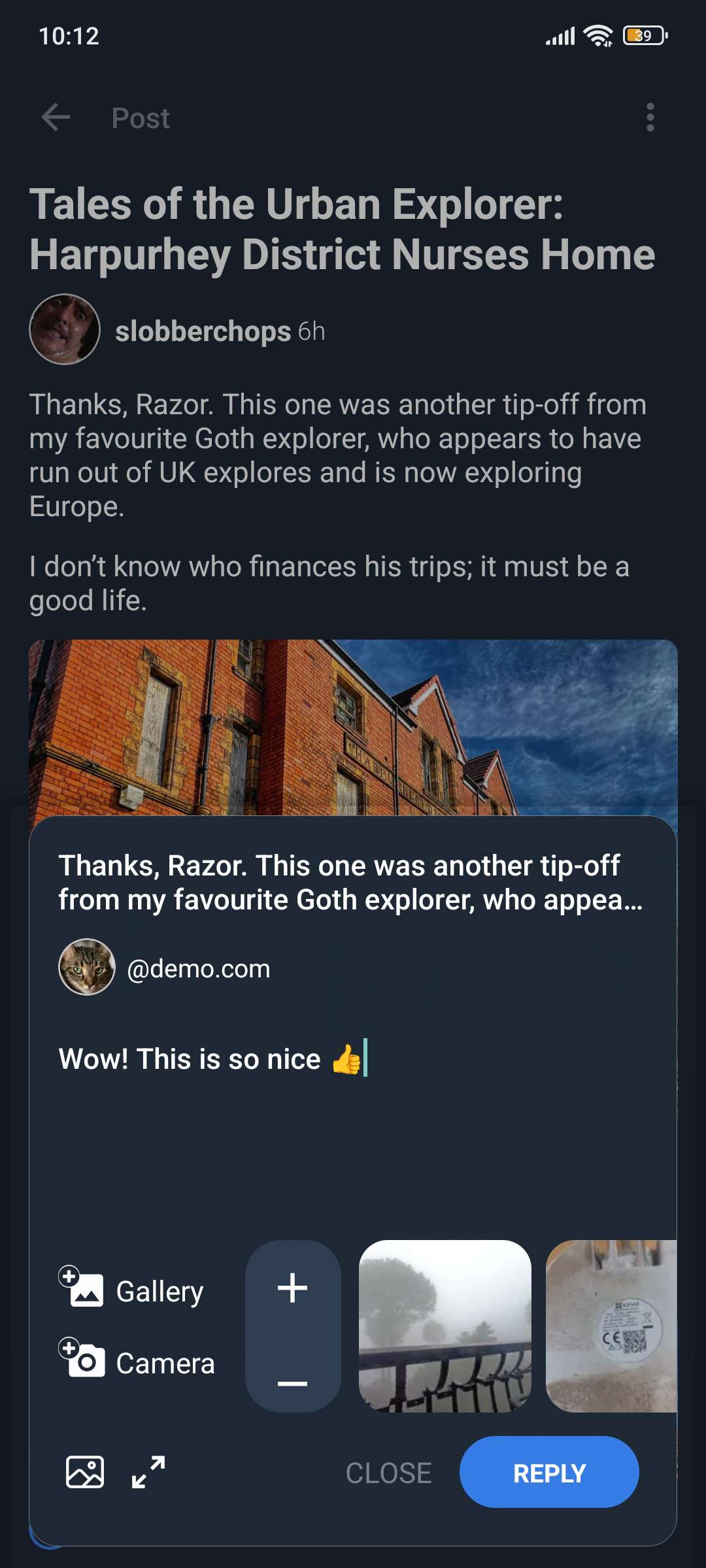 Replies Dark theme